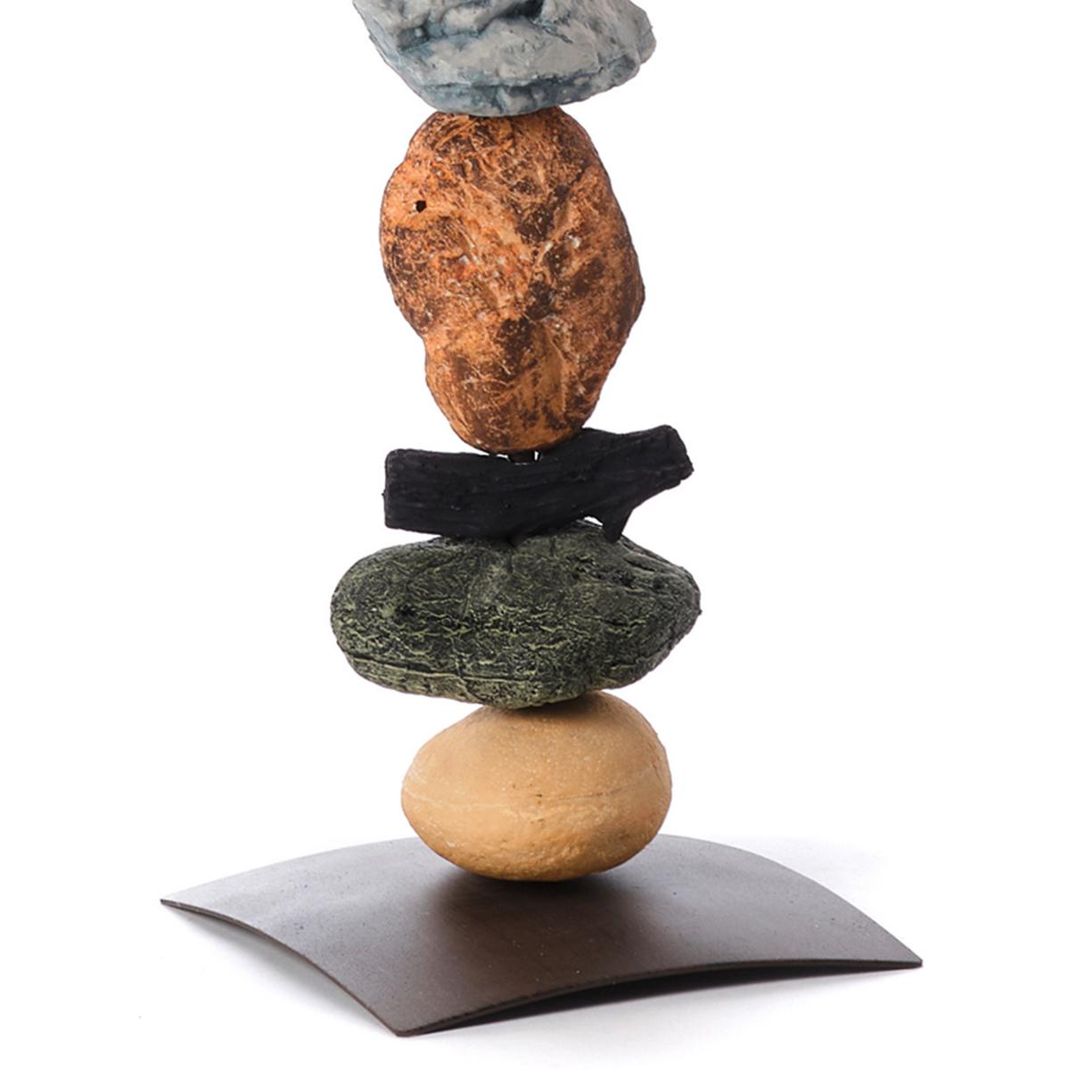 Stehleuchte 4897/Pt - Blaugrau/Schwarz, Natur, Textil/Stein (45/164cm)