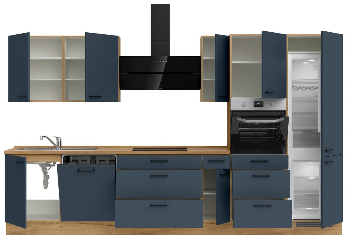 Küchenleerblock Easytouch High-Line, H12 Re. - Blau/Eichefarben, MODERN, Holzwerkstoff (360cm) - Nobilia