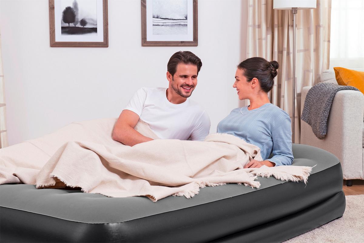 Luftbett Aerolux 203x152x46 Cm Bis 300kg, Incl. Pumpe - Schwarz/Grau, KONVENTIONELL, Kunststoff (203/152/46cm) - Bestway