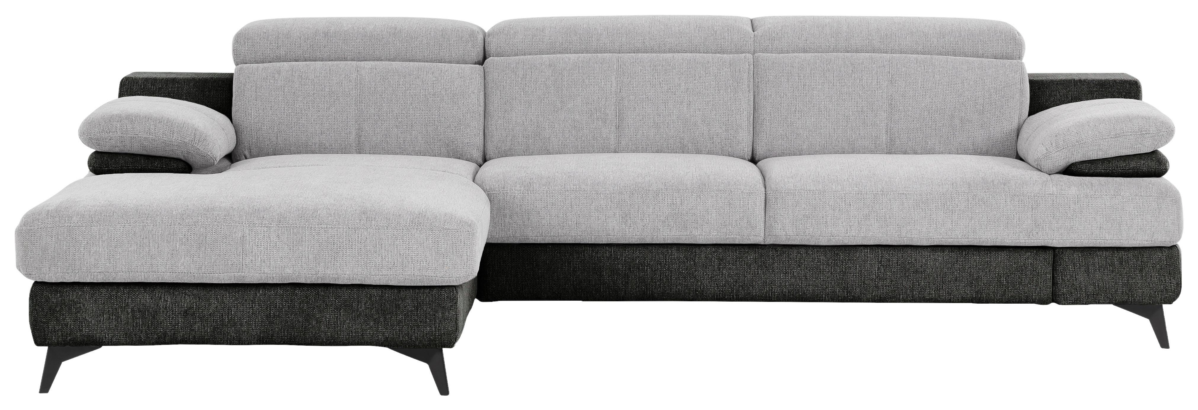 Ecksofa Titus Graphit-/silberfarben - Silberfarben/Schwarz, Design, Textil (291/80-98/178cm) - Livetastic