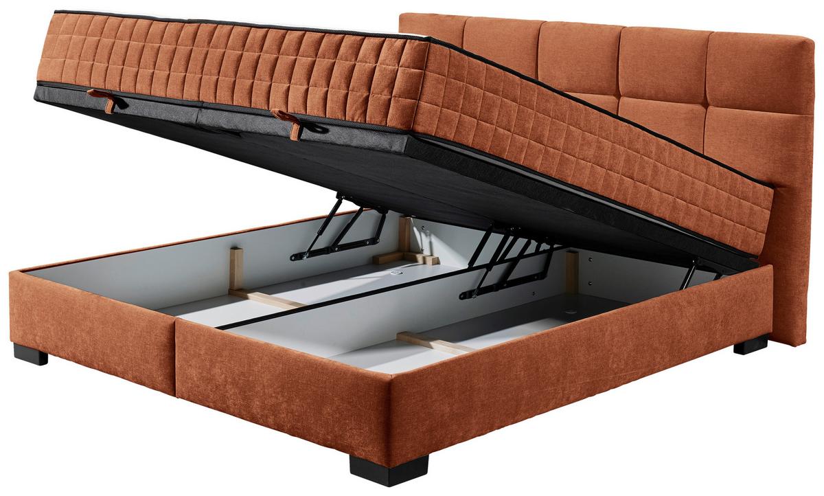 Boxbett Nagol A - Cognac/Schwarz, MODERN, Holzwerkstoff/Textil (160/200cm) - MID.YOU