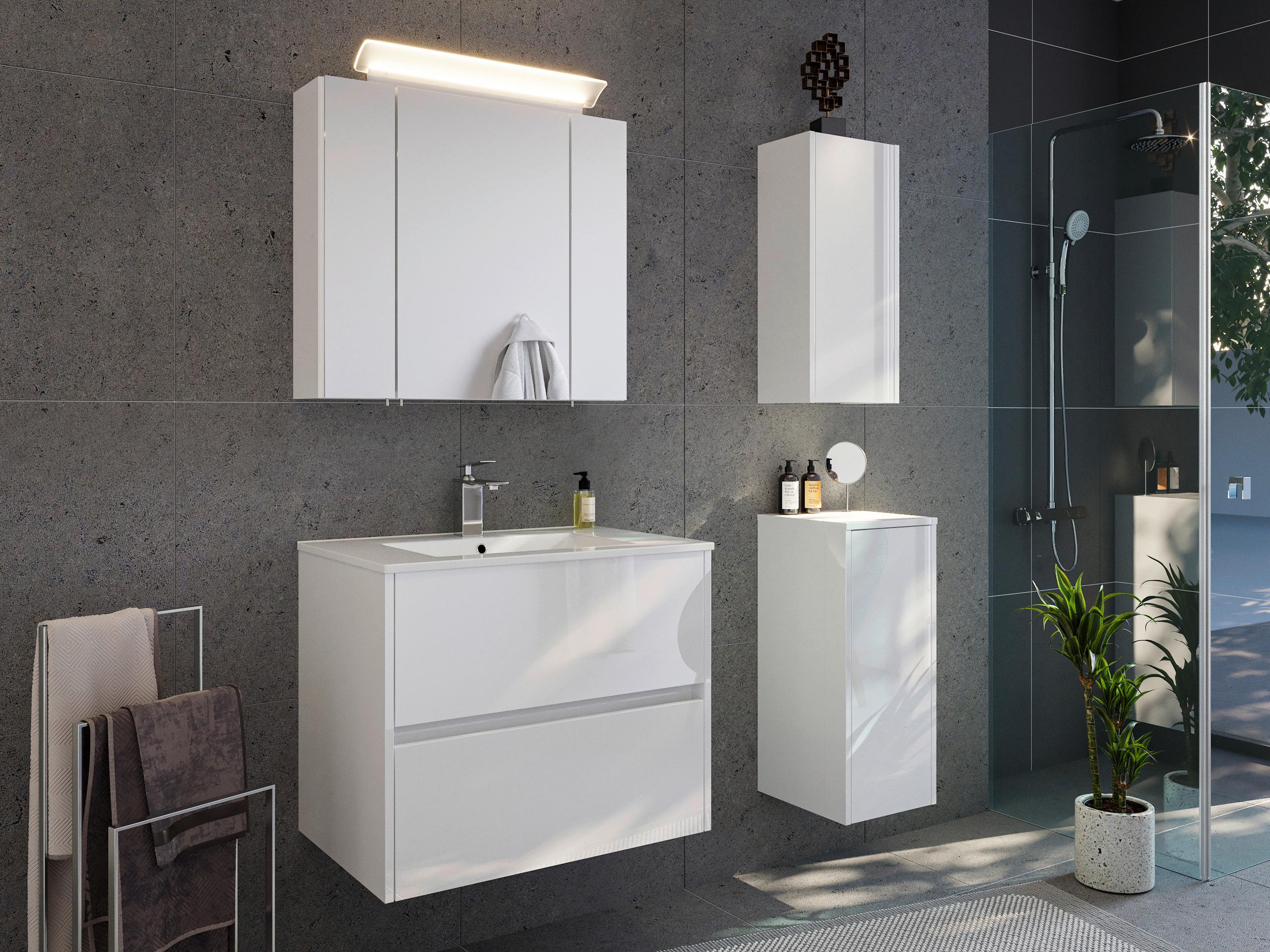 Waschtischkombi Limes Weiß Hg B: 71 Cm - Weiß Hochglanz/Weiß, MODERN, Keramik/Holzwerkstoff (71/58,7/46,5cm) - MID.YOU