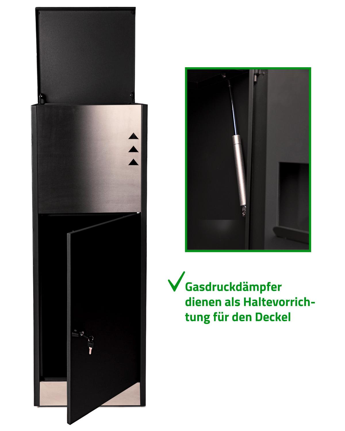 Paketbox Mit 2 Schlüssel H: 118,5 Cm - Schwarz, Basics, Metall (39,5/118,5/38,5cm)