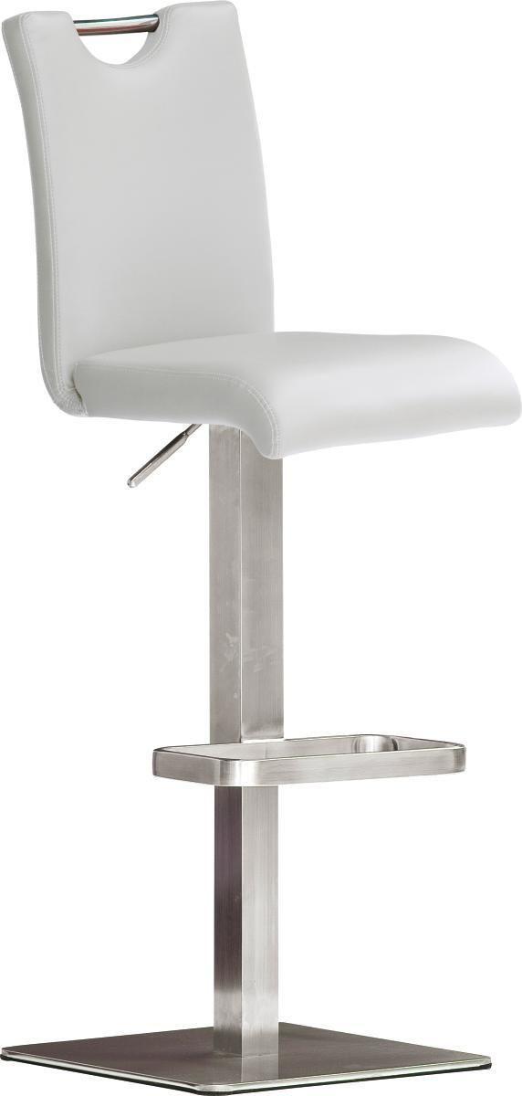 Barhocker höhenverstellbar Bardo Weiß/Edelstahlfarben - Edelstahlfarben/Weiß, Design, Textil/Metall (42/90-115/50cm) - Livetastic