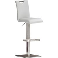 Barhocker höhenverstellbar Bardo Weiß/Edelstahlfarben - Edelstahlfarben/Weiß, Design, Textil/Metall (42/90-115/50cm) - Livetastic