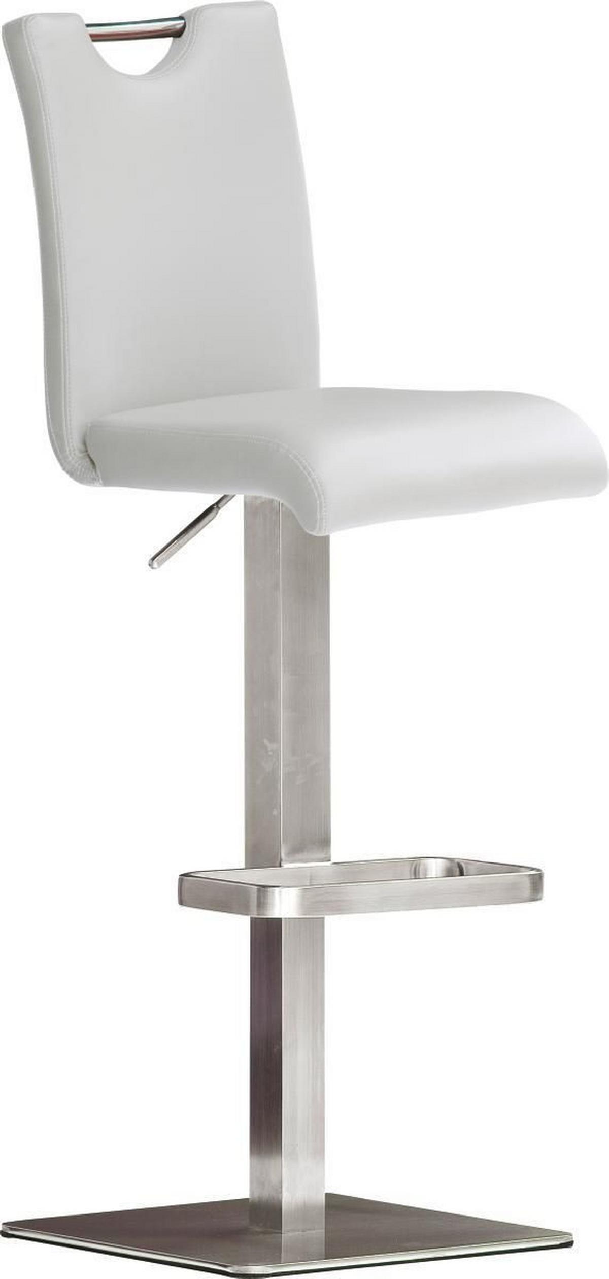 Barhocker höhenverstellbar Bardo Weiß/Edelstahlfarben - Edelstahlfarben/Weiß, Design, Textil/Metall (42/90-115/50cm) - Livetastic