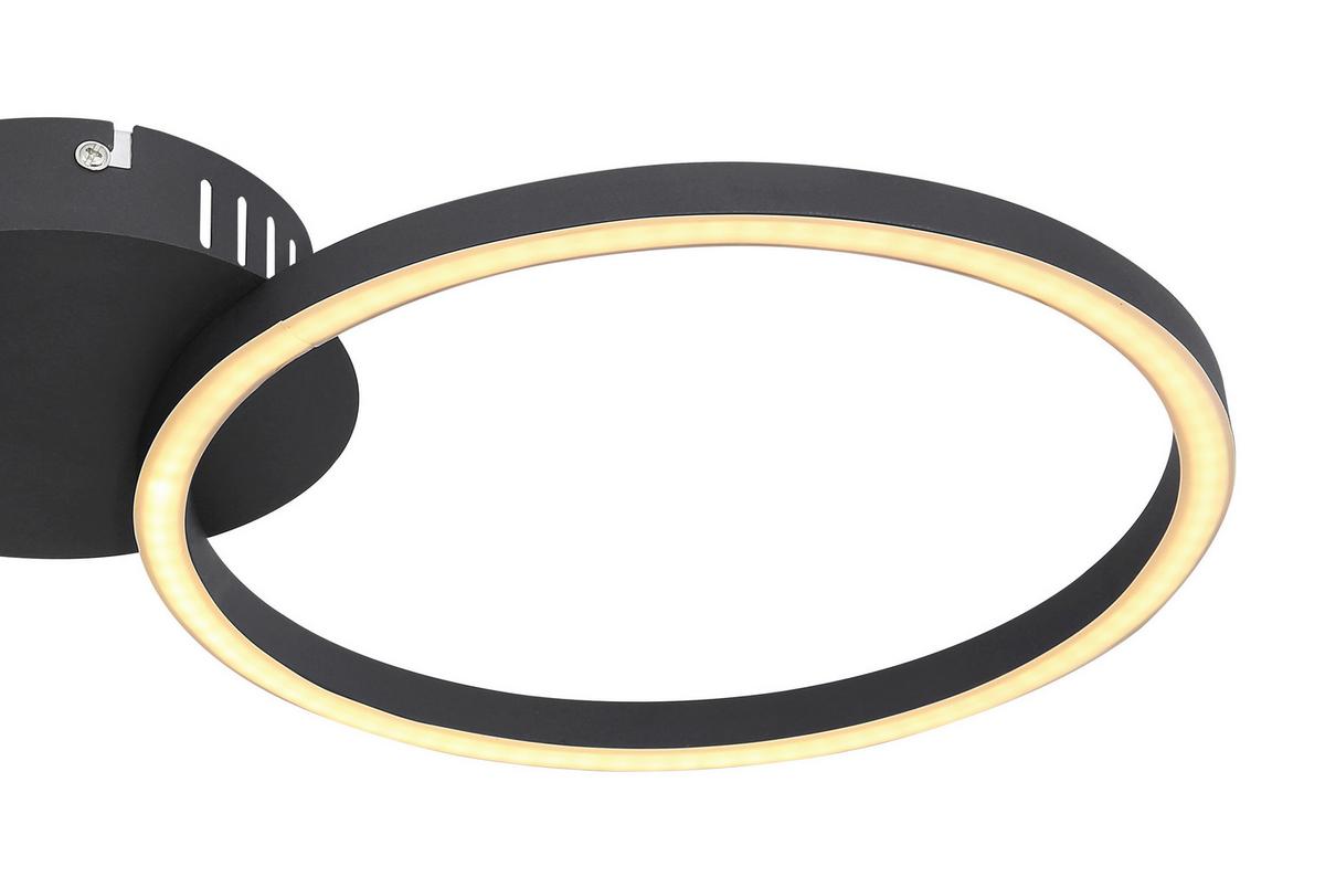 LED-Deckenleuchte Kendy L: 49 cm - Opal/Schwarz, Basics, Kunststoff/Metall (49/25/7,2cm) - Globo