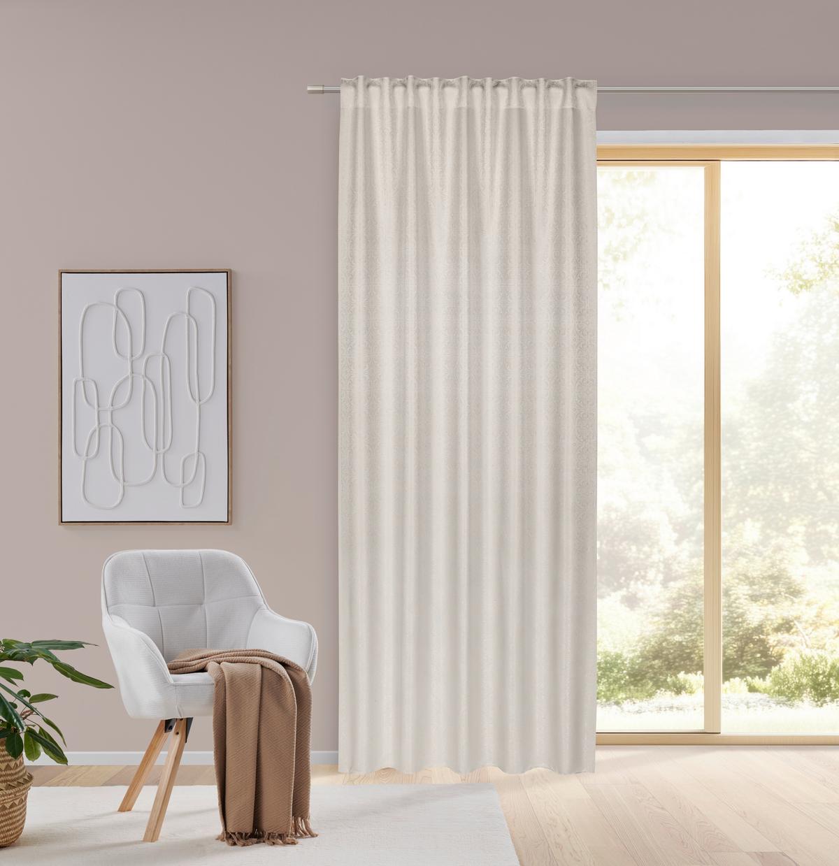 HOTOVÝ ZÁVĚS EMIL - šampaňská, Romantický / Rustikální, textil (135/245cm) - Mömax