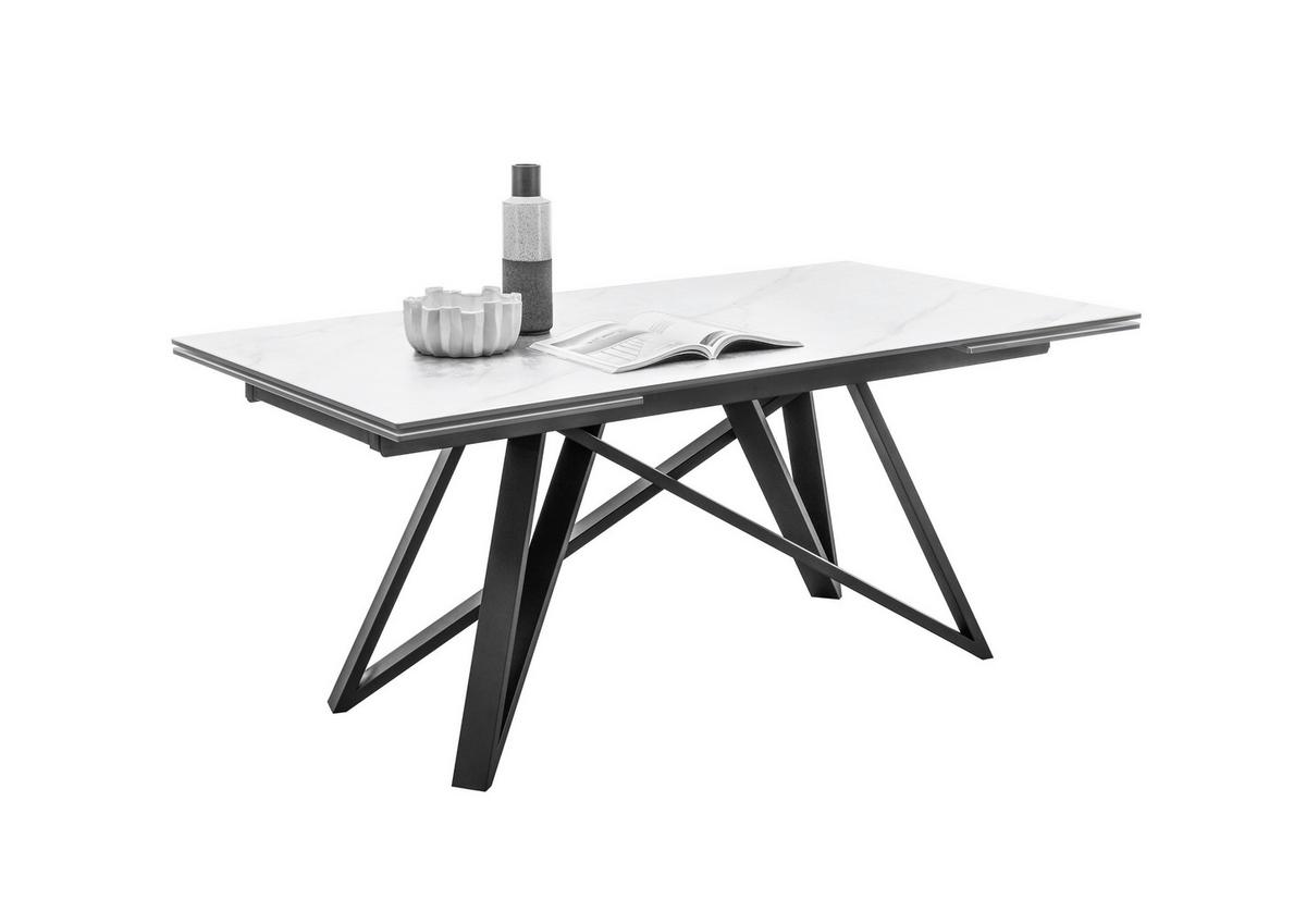 Esstisch Charly Ausziehbar 180-280x75x95 Cm Schwarz/weiß - Schwarz/Weiß, MODERN, Keramik/Metall (180-280/75/95cm) - MID.YOU