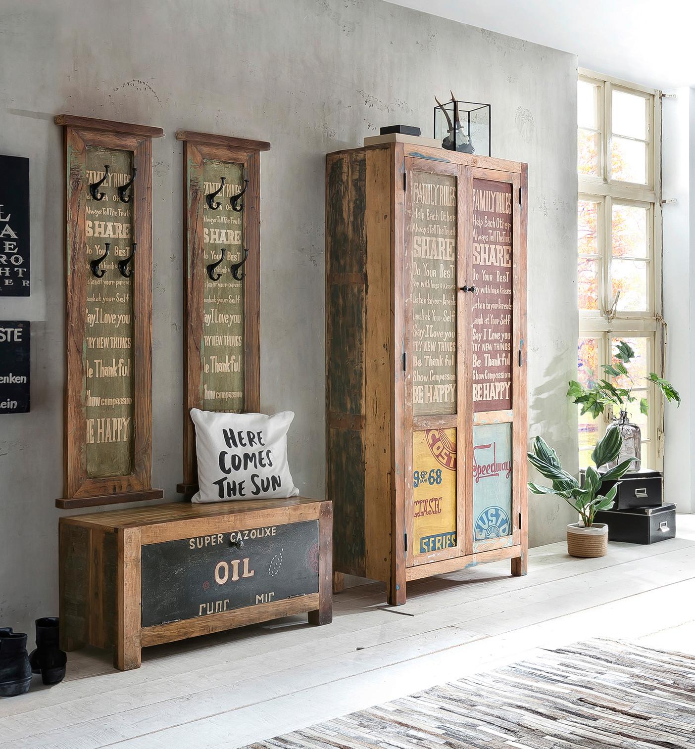 Garderobe Dielen Multicolor /Naturfarben B: 165cm - Multicolor/Naturfarben, Design, Holz (165/180/40cm) - MID.YOU