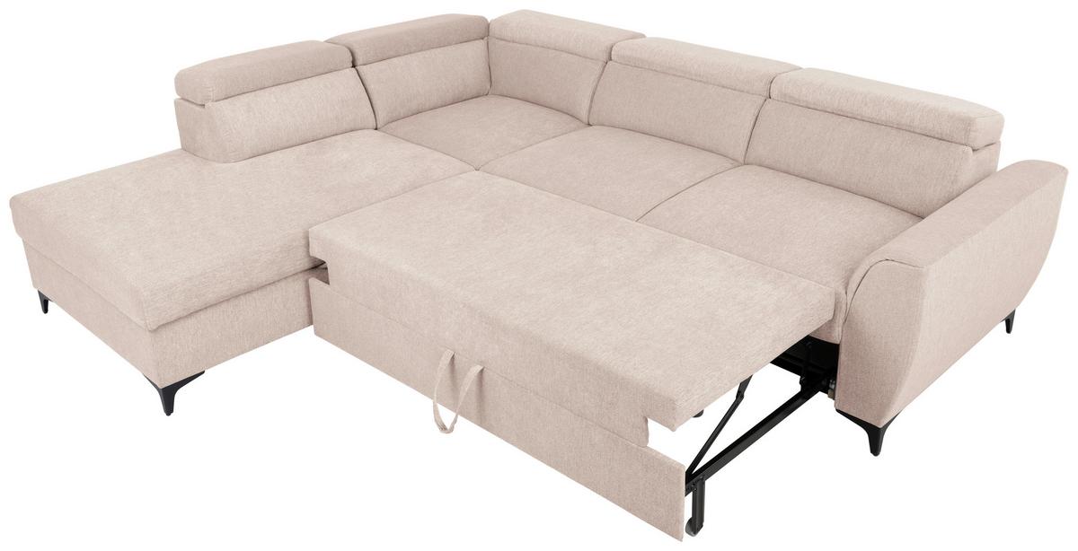 Ecksofa Lapis Creme S: 217/255 cm - Creme/Schwarz, KONVENTIONELL, Textil (217/255cm) - MID.YOU