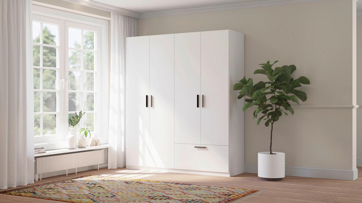 Šatníková skriňa Milos MILOS 4T1S - čierna/biela, Modern, kompozitné drevo/plast (180/210/52cm)