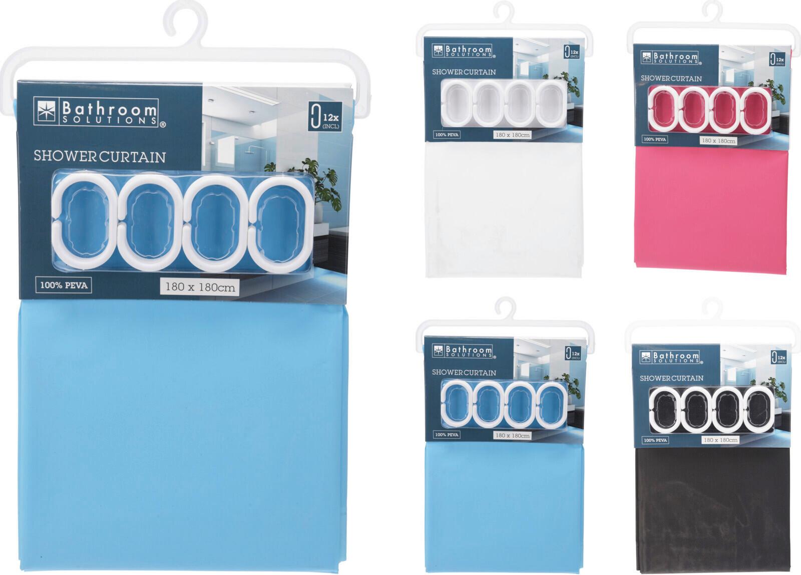 SPRCHOVÝ ZÁVES PEVA - modrá/čierna, Basics, plast (180/180cm)