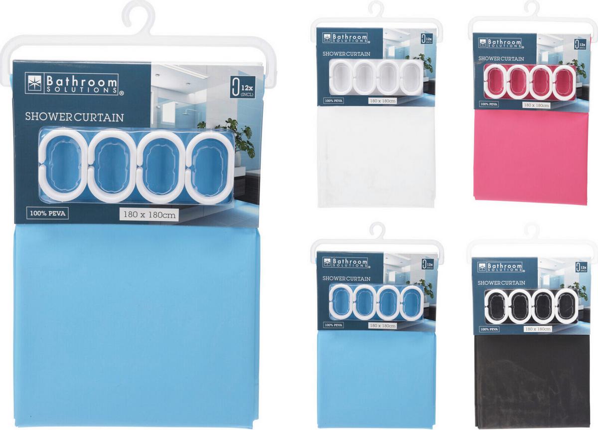 SPRCHOVÝ ZÁVĚS PEVA - bílá/modrá, Basics, plast (180/180cm)
