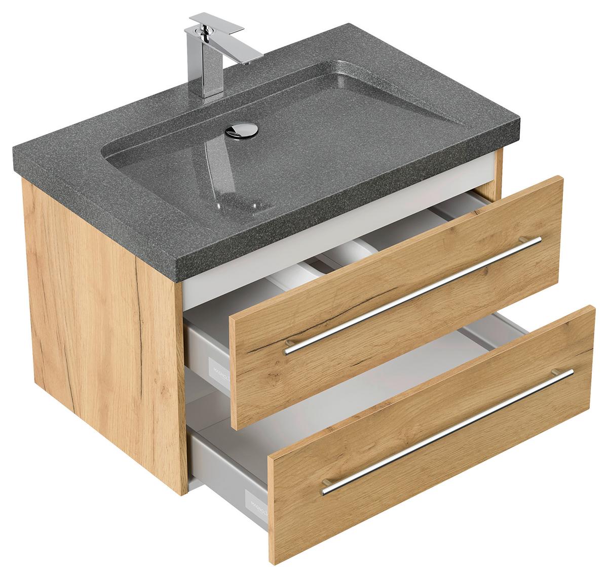 WASCHTISCHKOMBI Yamo, Eichefarben B: 75 cm - Eichefarben, Basics, Holzwerkstoff/Stein (75cm) - MID.YOU