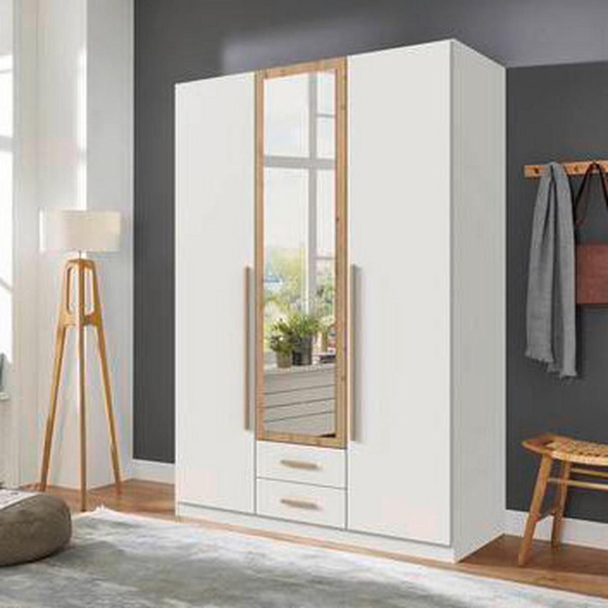 Šatní skříň MARBURG, šírka 135 cm - bílá/dub artisan, Konvenční, kompozitní dřevo/sklo (135/199/58cm) - Mömax