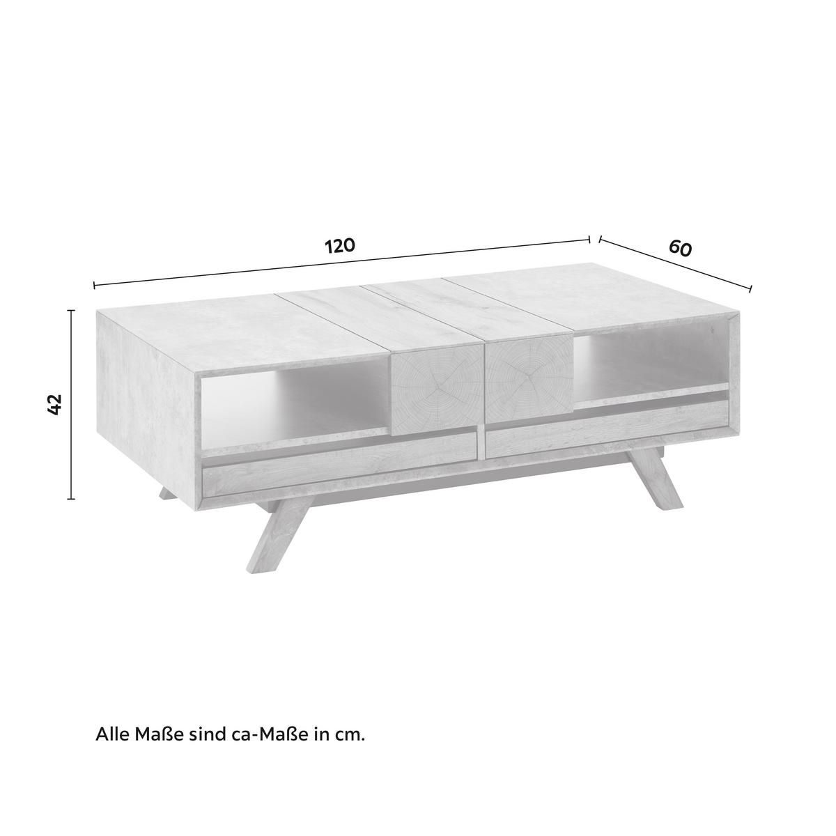 Konferenční stolek CASPER - šedá/barvy dubu, Moderní, dřevo (120/60/42cm) - Modern Living