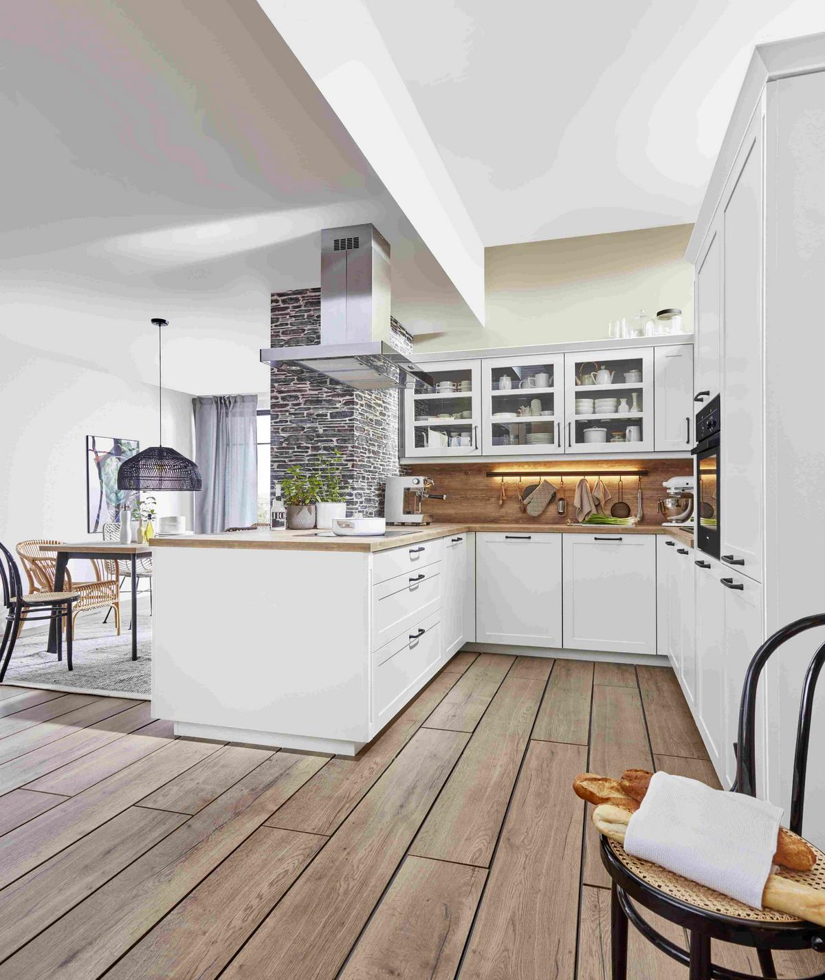 Einbauküche Neapel Frei Planbar Landhausstil - Weiß, MODERN, Holzwerkstoff - Vertico