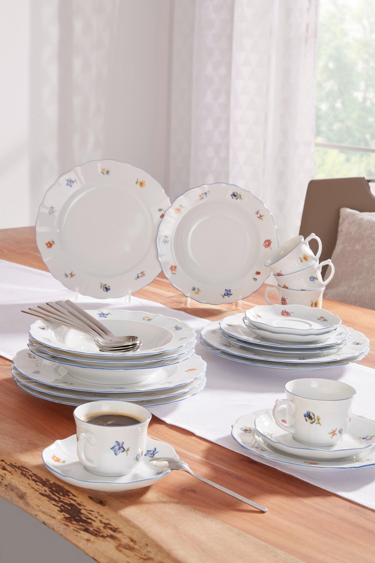 Tafelservice Sonate Porzellan Für 6 Personen, Geschirr Set - Multicolor/Weiß, ROMANTIK / LANDHAUS, Keramik (26/26/15cm) - Seltmann Weiden