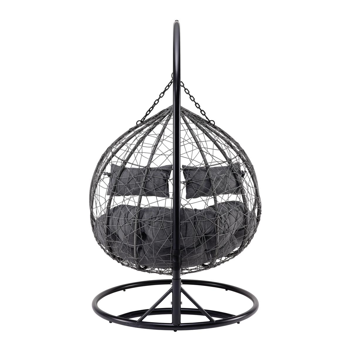 Závesné kreslo ENEA tmavosivé - čierna/tmavosivá, Modern, kov/textil (133/205/120cm) - Bessagi Garden