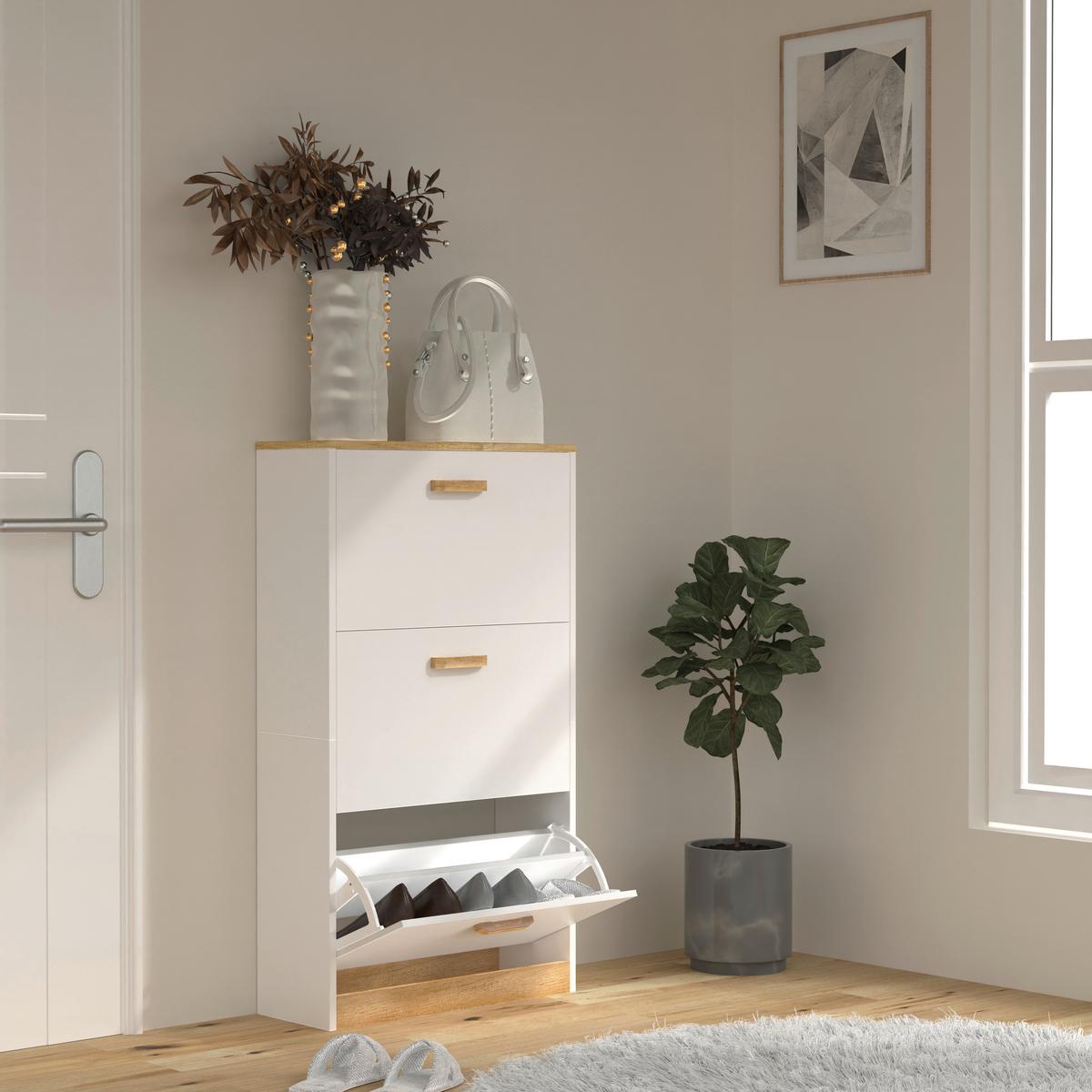 Schuhschrank Halom Weiß/honigeiche - Honigeiche/Weiß, LIFESTYLE, Holzwerkstoff (59/105/22cm) - MID.YOU