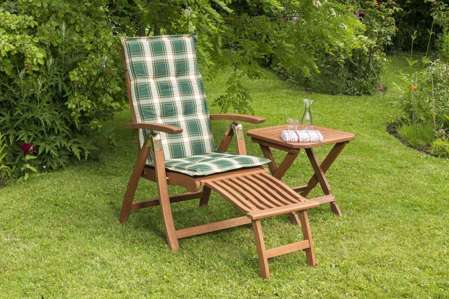Gartensessel-Set Klappbar Comodoro Grün-Naturfarben - Naturfarben/Grün, ROMANTIK / LANDHAUS, Holz/Textil (49,5/43/48,5cm) - Gardenson