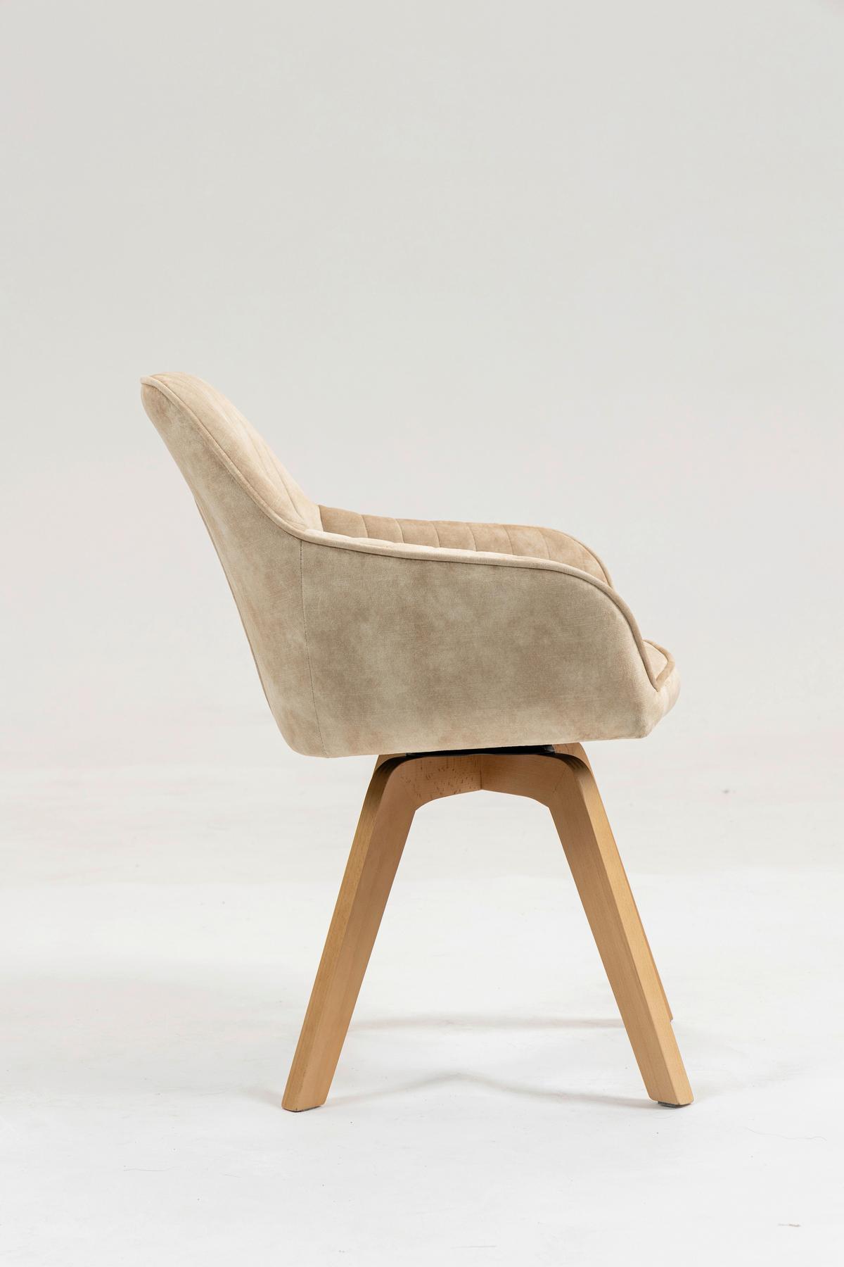 Armlehnstuhl Hanna Beige, Sitzfl. 180° Drehb. - Beige/Buchefarben, KONVENTIONELL, Holz/Textil (63/83/63cm)