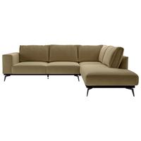 Ecksofa Isolde - Goldfarben/Schwarz, Design, Holz/Textil (293/200cm) - MID.YOU