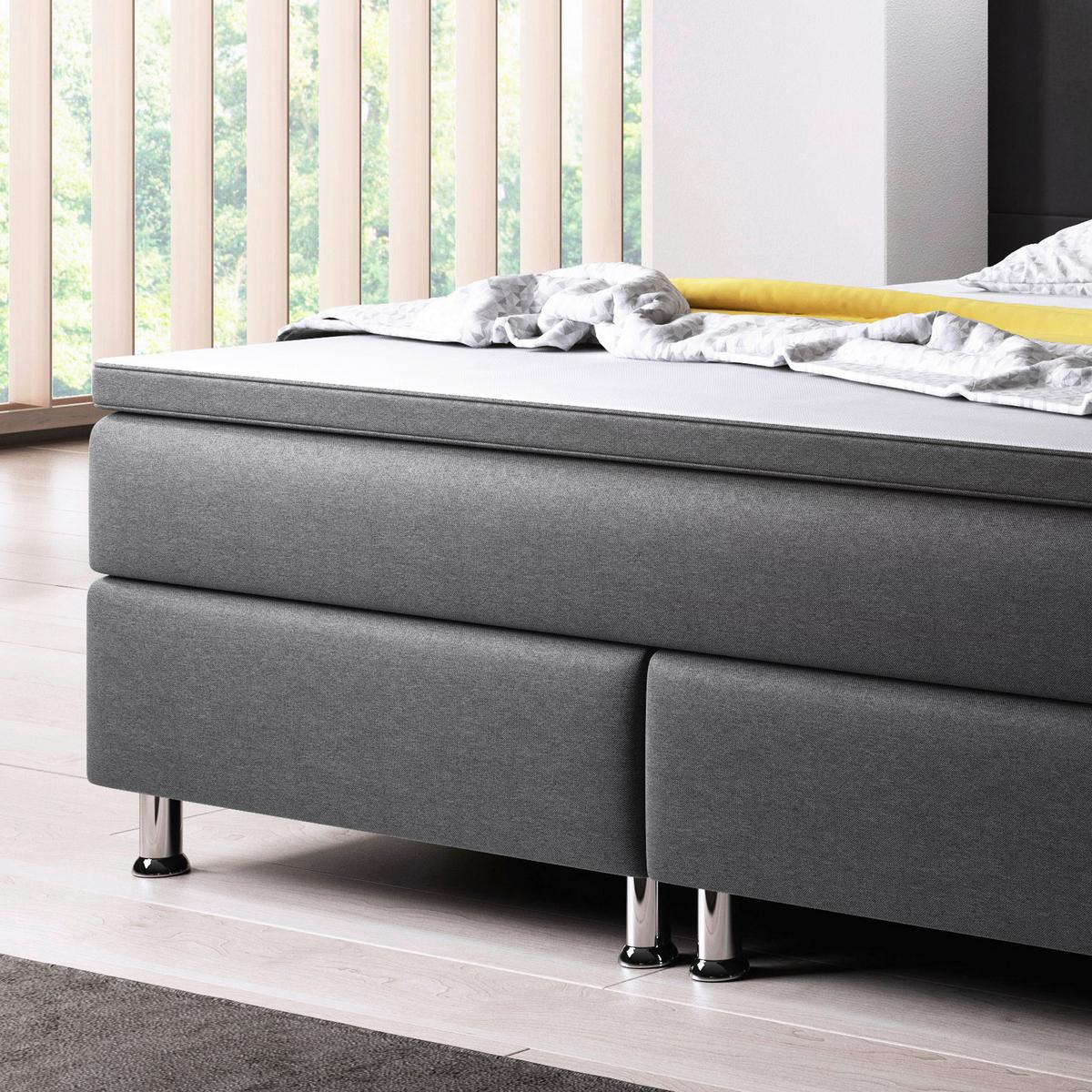 Boxbett Mit Topper 180x200 Cm Dallas - Anthrazit/Silberfarben, KONVENTIONELL, Textil (180/200cm) - MID.YOU