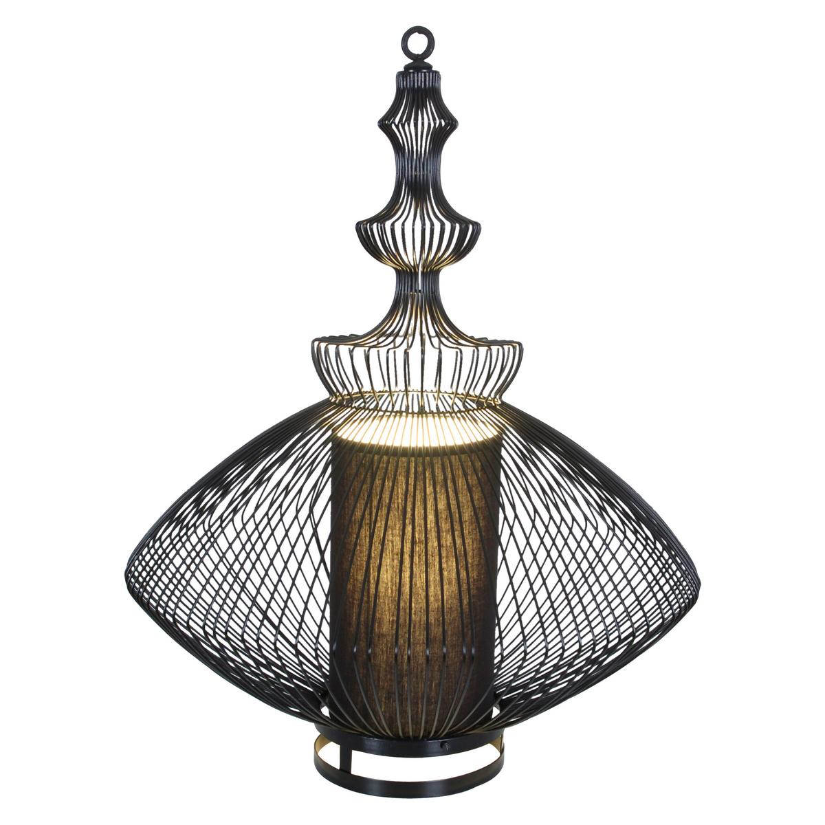 Tischlampe Young Living Schwarz Orientalischer Flair - Schwarz, Trend, Textil/Metall (55/77cm) - Näve