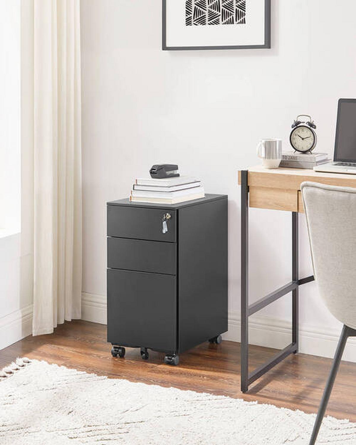 Rollcontainer Abschließbar B: 30 cm, Schwarz - Schwarz, Basics, Metall (30/60/45cm) - Boxxx