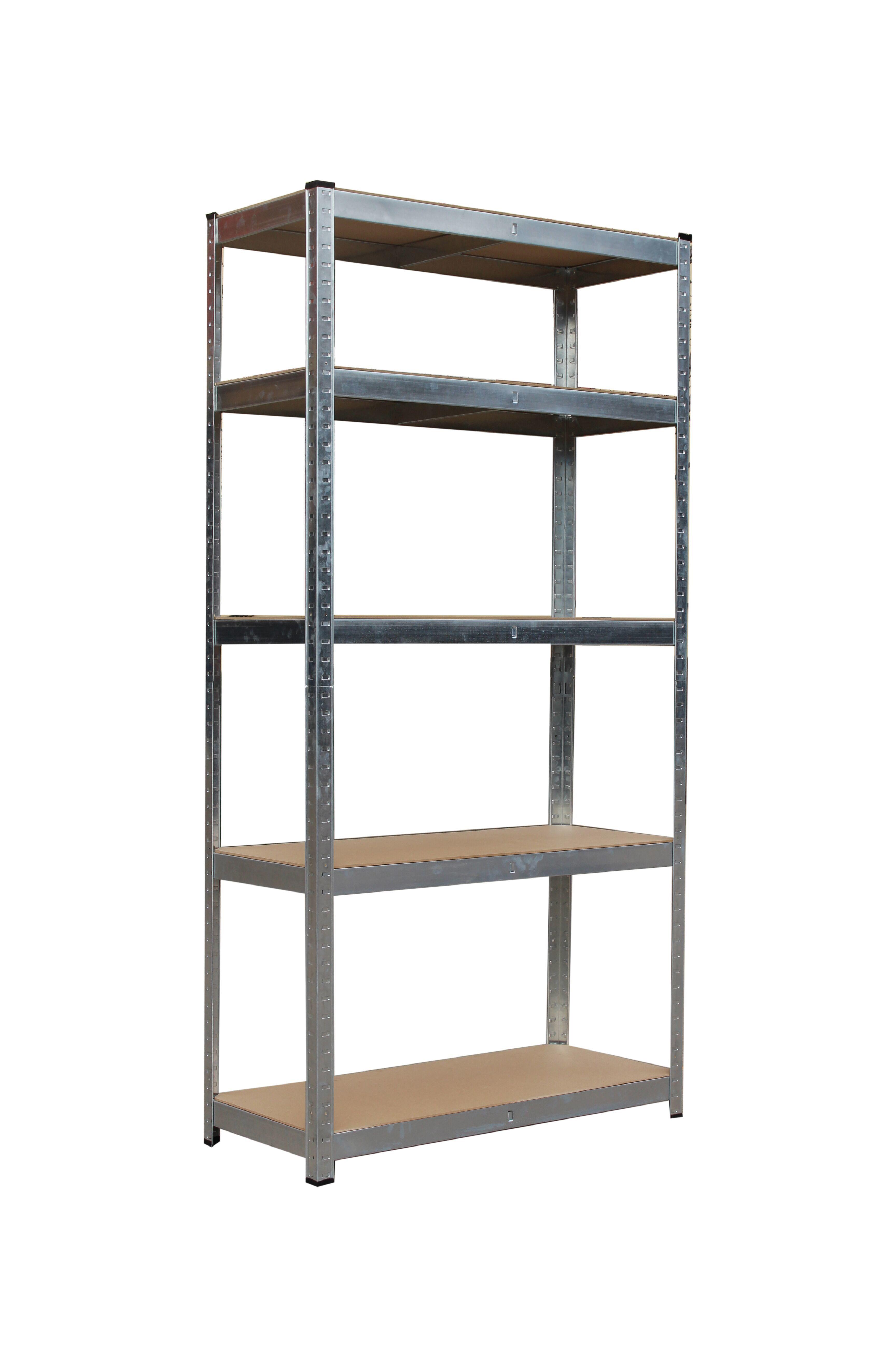 Schwerlastregal Stahl 75x172x30 Cm Max. 375kg/boden - Silberfarben/Naturfarben, Basics, Holzwerkstoff/Kunststoff (75/172/30cm) - Homezone