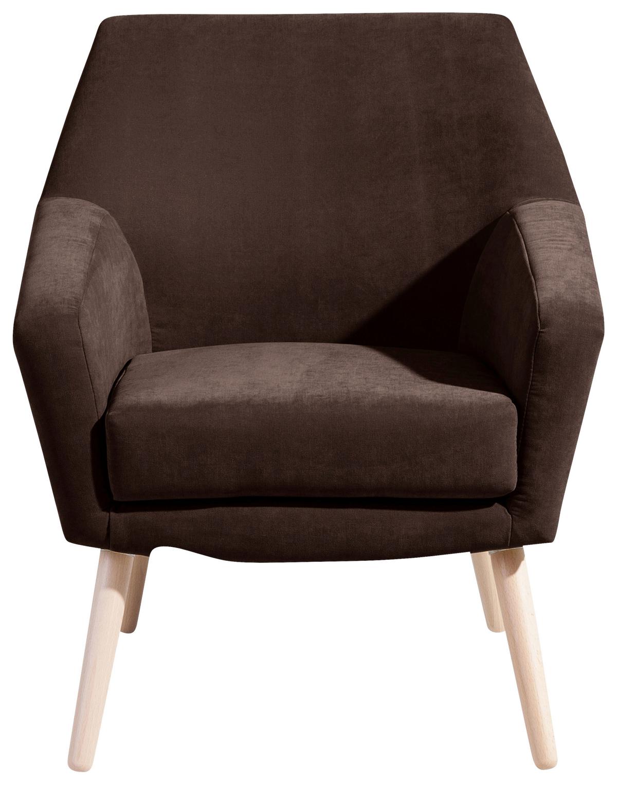 Polstersessel Mit Armlehnen Alegro Velours Braun - Buchefarben/Braun, Design, Textil (67/81/71cm) - Max Winzer