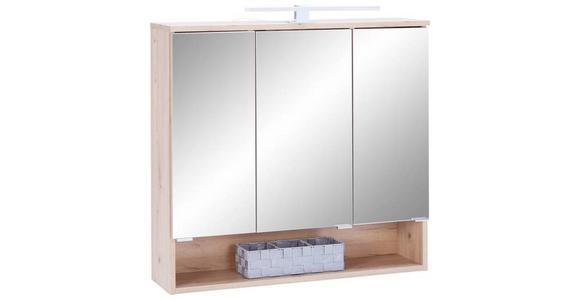 Spiegelschrank Fresh mit Led 3 Türen 80x75x20 cm - Eiche Artisan, KONVENTIONELL, Glas/Holzwerkstoff (80/75/20cm) - Ondega