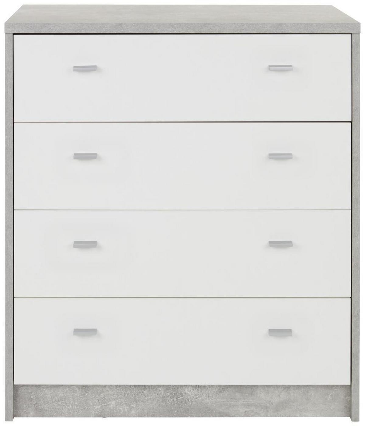 Kommode B 74cm 4-you New, Beton Optik/weiß - Schwarz/Weiß, MODERN, Holzwerkstoff (74/85,4/44,5cm)