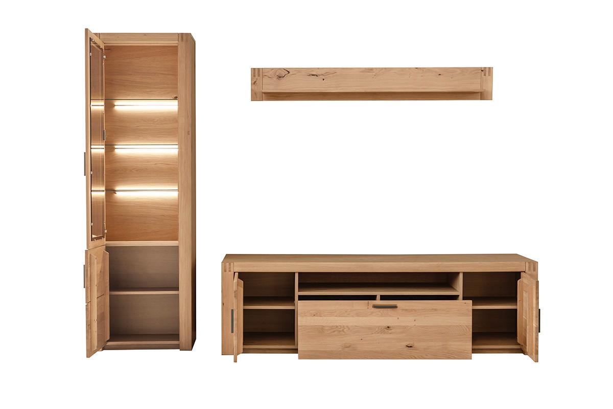 Wohnwand Prag - Eichefarben, Design, Glas/Holz (283/203/50cm)