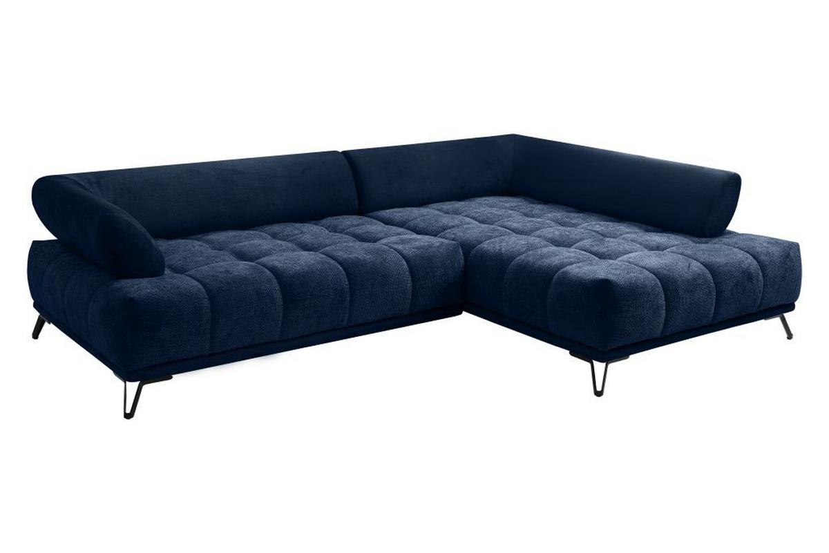 Ecksofa Largo N Dunkelblau S: 262x184 cm - Schwarz/Dunkelblau, MODERN, Textil (262/184cm)