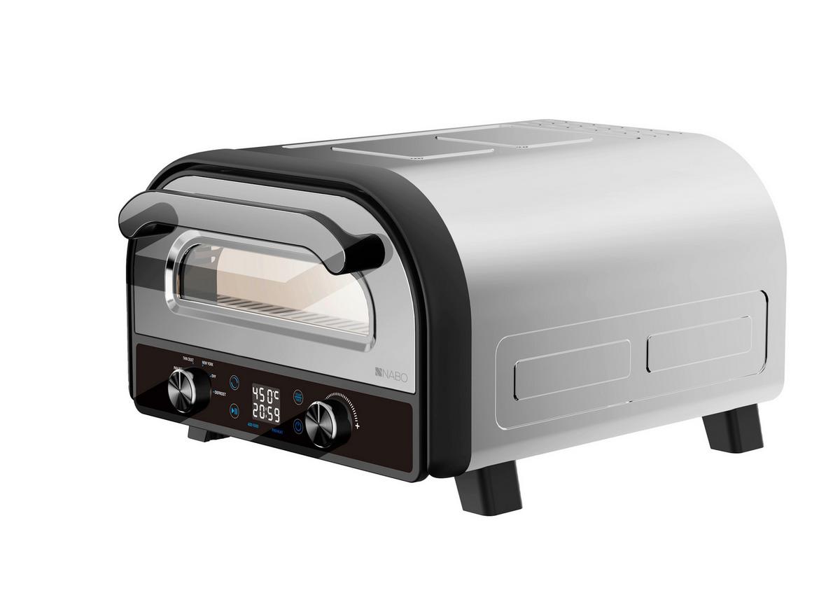 Pizzaofen inkl. Pizzaheber Pizzastein, Teigschneider - Edelstahlfarben, Basics, Metall (44,5/30,4/55,3cm) - Nabo