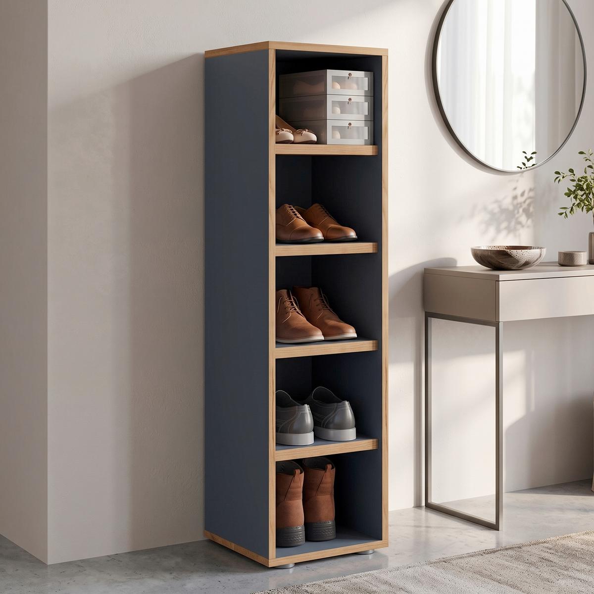 Schuhregal Salia Anthrazit/Honigeiche B: 30 cm - Honigeiche/Anthrazit, Design, Holzwerkstoff (30/110/33cm) - MID.YOU