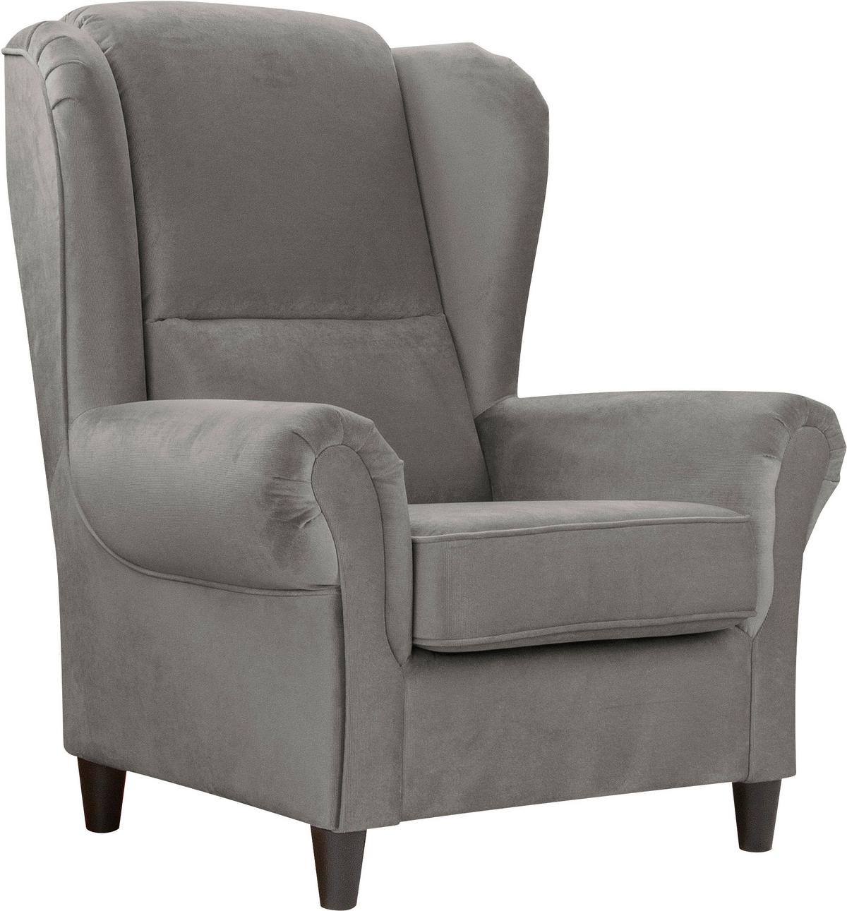 Ohrensessel Baron Grau B: 94 cm - Schwarz/Grau, Design, Textil (94/112/92cm) - MID.YOU