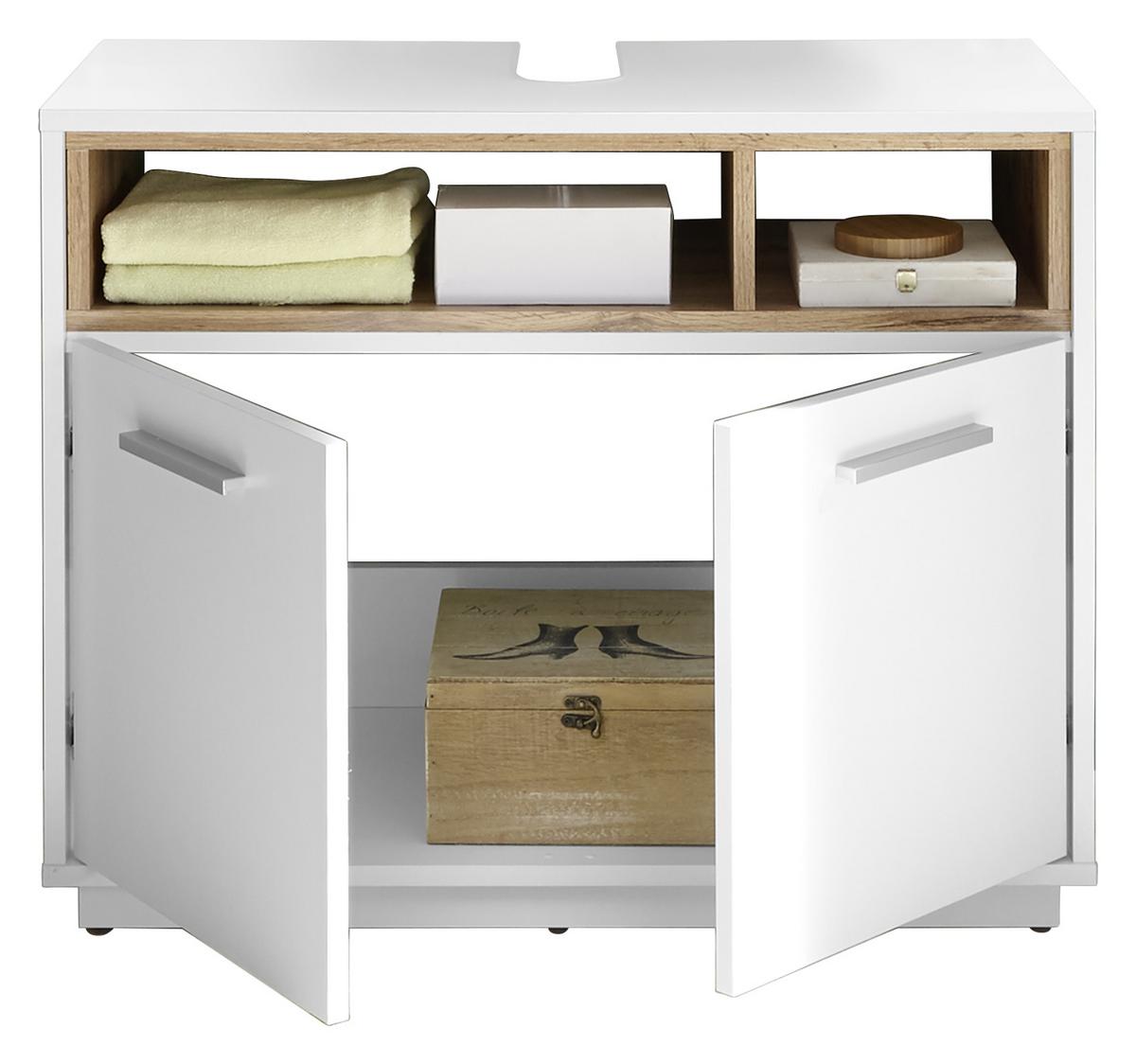 Skrinka pod umývadlo MILANO šírka: 80cm - biela/farba duba, Design, kompozitné drevo/plast (80/64/40cm) - MID.YOU