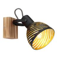 Strahler 1-Flammig verstellbar L: 12,5 cm - Dunkelbraun/Goldfarben, Basics, Holz/Metall (12,5/25/16,5cm) - Globo