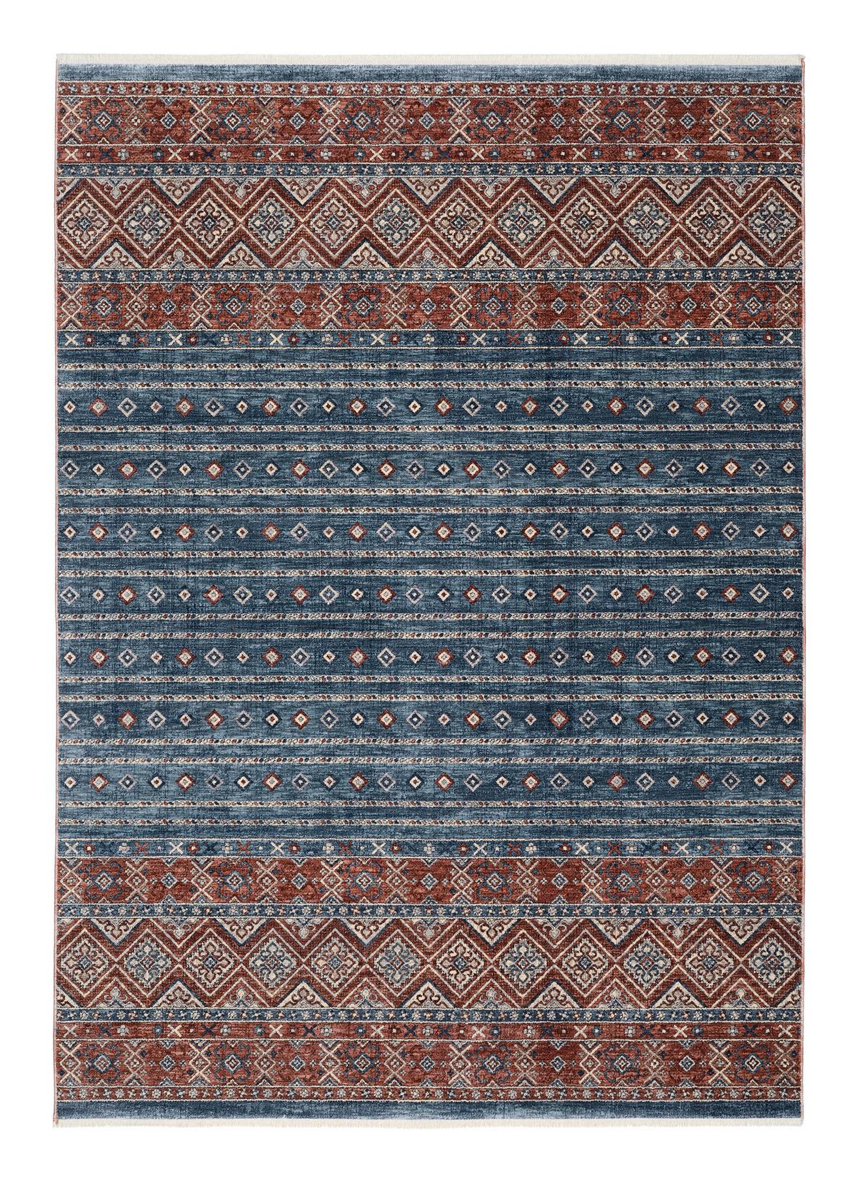 Webteppich Korsika - Blau/Rot, Design, Textil (80/150cm) - Novel