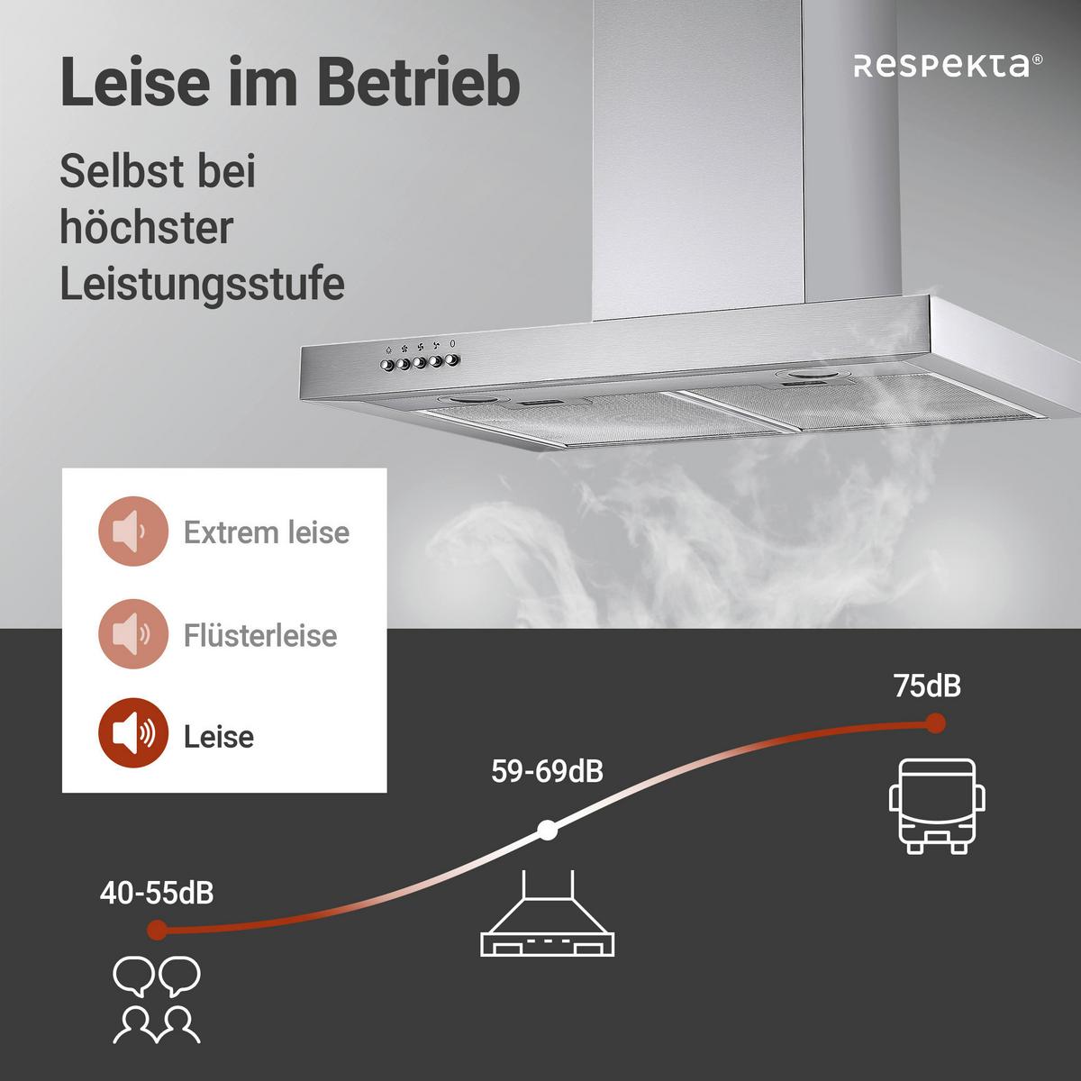 Dunstabzugshaube Enna Edelstahlfarben B: 60 Cm, Led - Edelstahlfarben, Trend, Glas/Metall (60/48-86/50cm) - Respekta