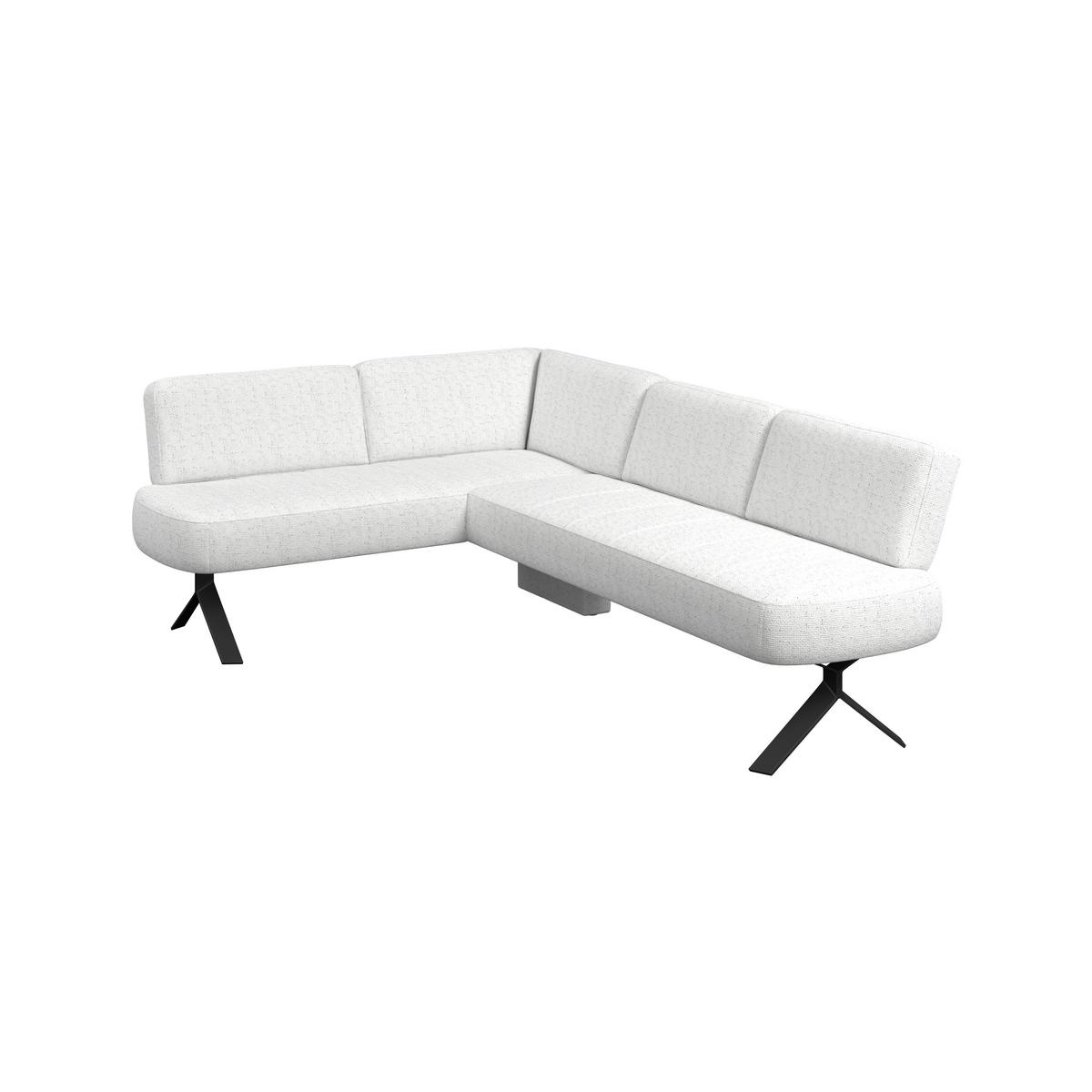 Eckbank weiß/Metallbeine Ulmo 176x248cm - Schwarz/Weiß, MODERN, Textil/Metall (176/248cm)