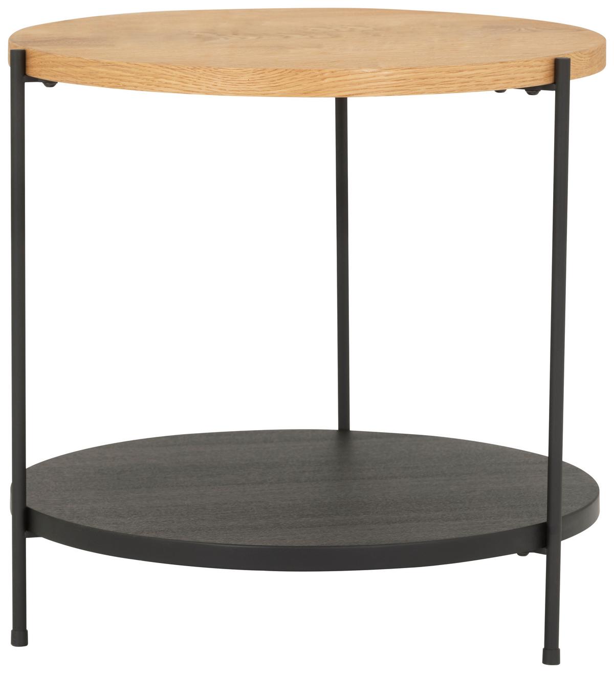 Dohányzóasztal Rondo1 50/50cm - natúr színű/fekete, Modern, faalapú anyag/fa (50/50/50cm)