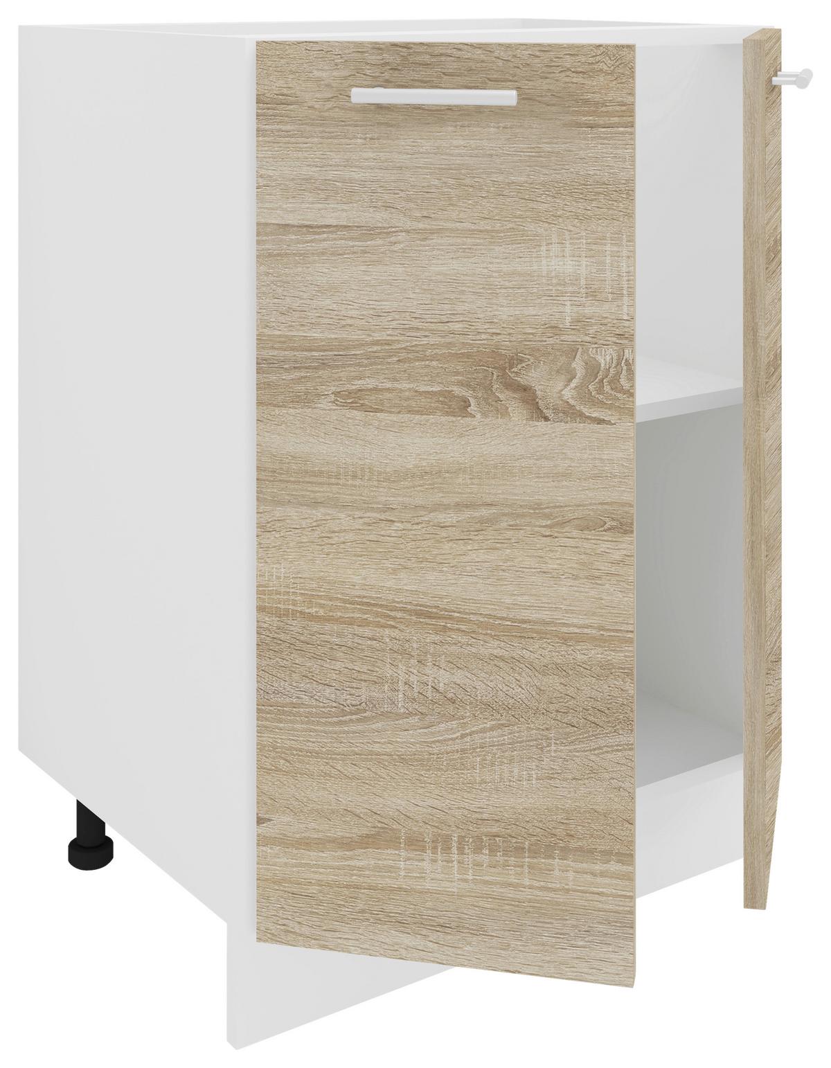 Küchenunterschrank Esilo B: 60 Cm Weiß/eiche Dekor - Weiß/Sonoma Eiche, KONVENTIONELL, Holzwerkstoff (60/82/46cm) - MID.YOU