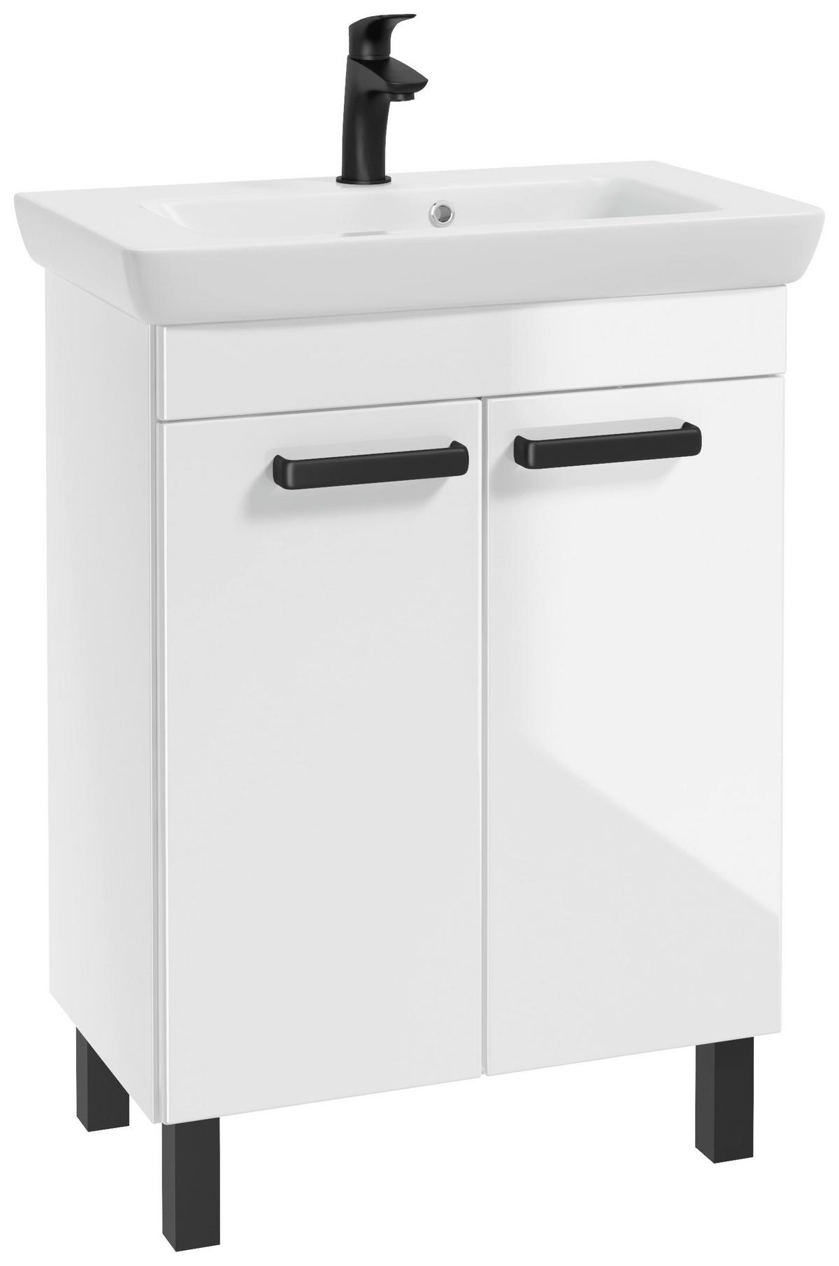 Waschbecken Mit Unterschrank Rima B: 65 Cm Weiß - Schwarz/Weiß, Basics, Keramik/Holzwerkstoff (65/87/38cm) - MID.YOU