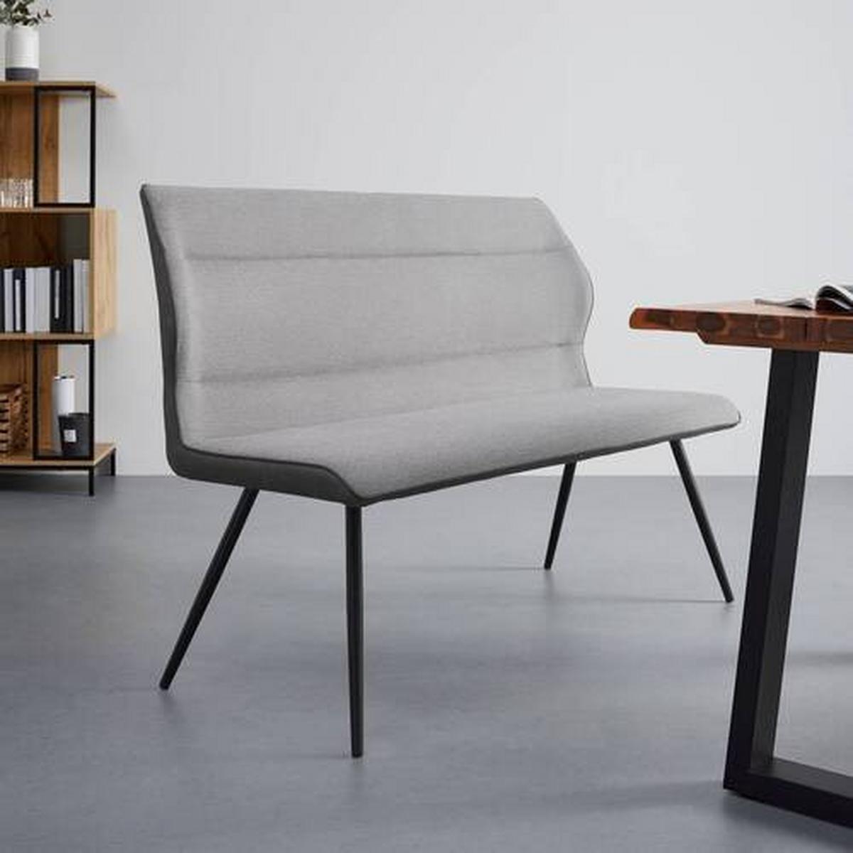 Sedací lavice Eva šedá - šedá/černá, Moderní, kov/dřevo (139/92,5/60,5cm) - Bessagi Home