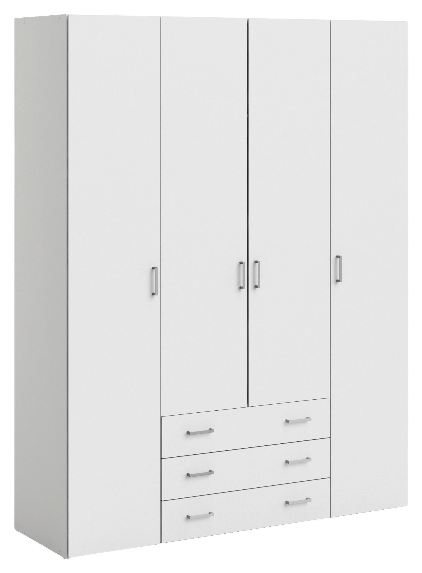 Kleiderschrank Space, Weiß, B: 154 cm - Weiß, Basics, Holzwerkstoff (154/200,4/49,5cm) - MID.YOU